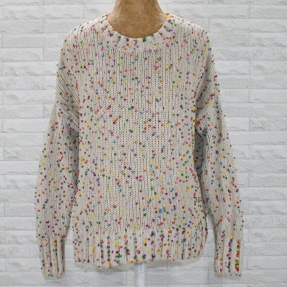 SEVEN7 Sweater Knit Oversized Chunky Confetti Dot Colorful Multicolor Winter SM - Picture 1 of 12